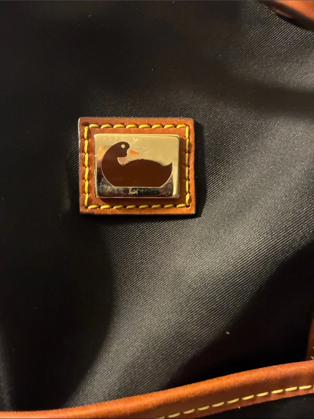 EUC  Dooney & Bourke Wayfayer Black Shoulder Bag with Tan Leather Trim